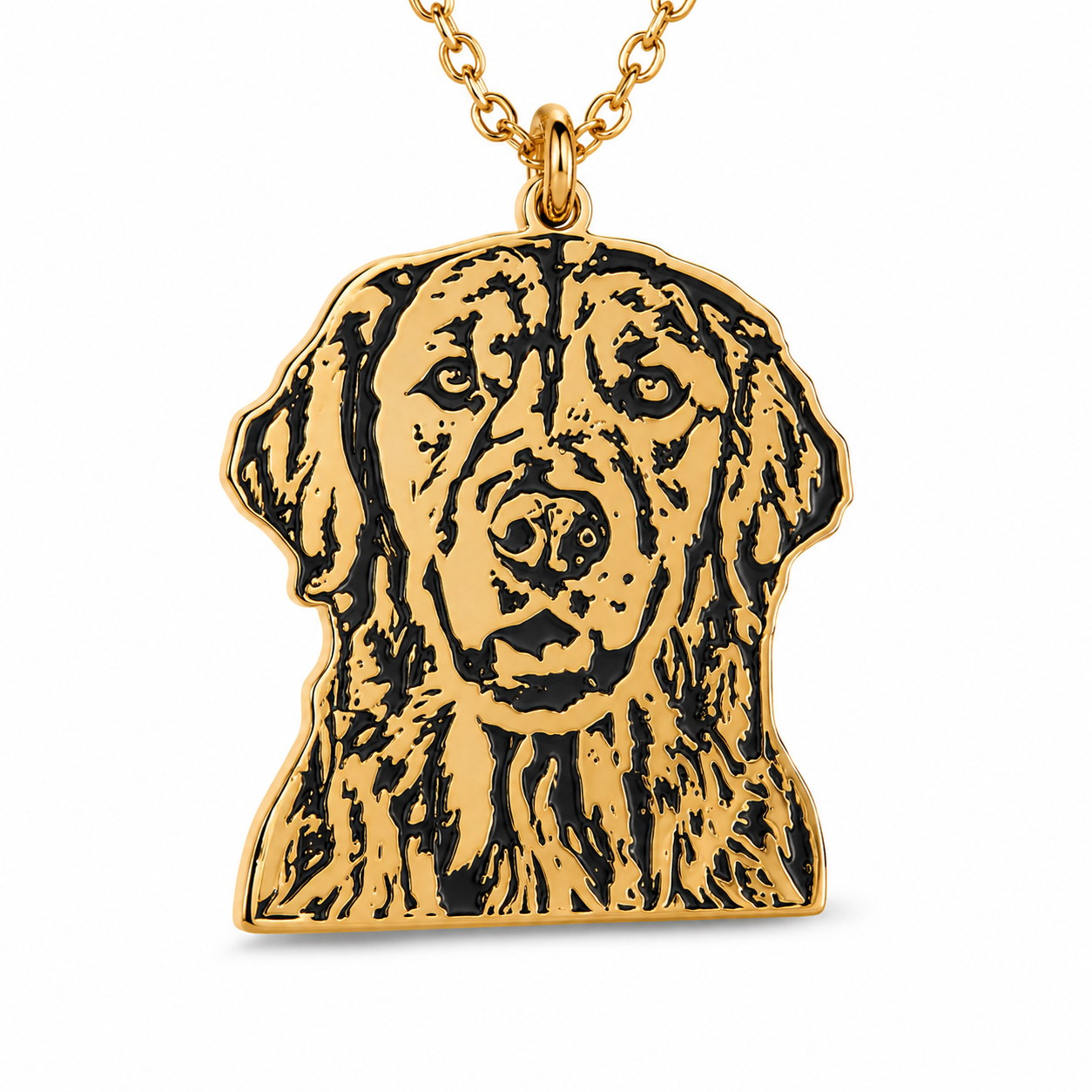 Gold Custom Portrait Silhouette Necklace dog portrait pendant close-up