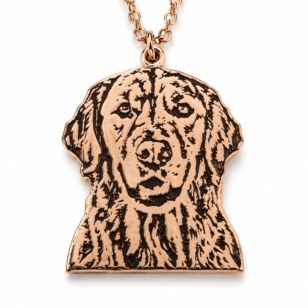 Rose gold Custom Portrait Silhouette Necklace dog portrait pendant close-up
