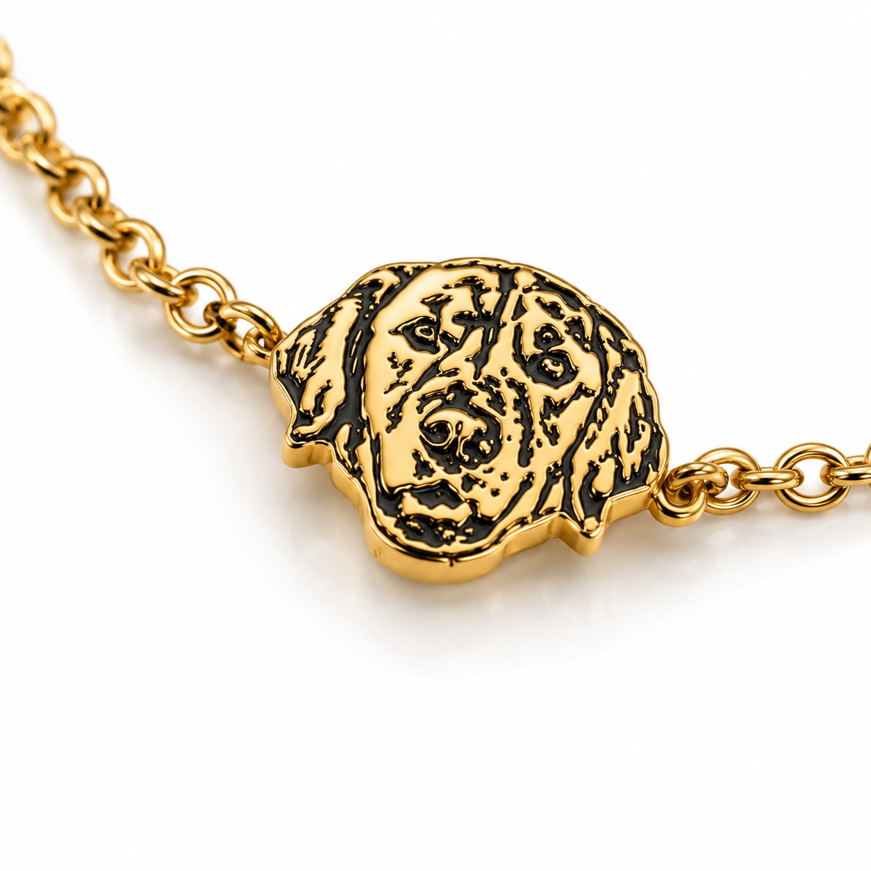 Gold Custom Portrait Bracelet dog portrait charm close-up