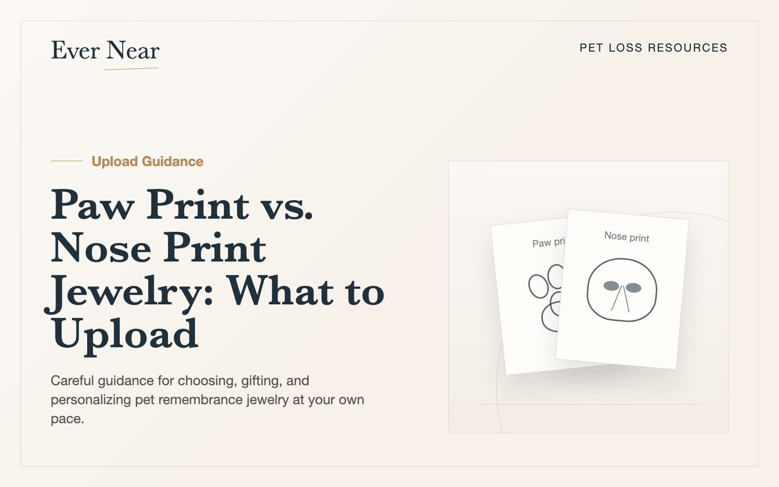 Ever Near pet loss resource thumbnail for paw and nose print upload guidance
