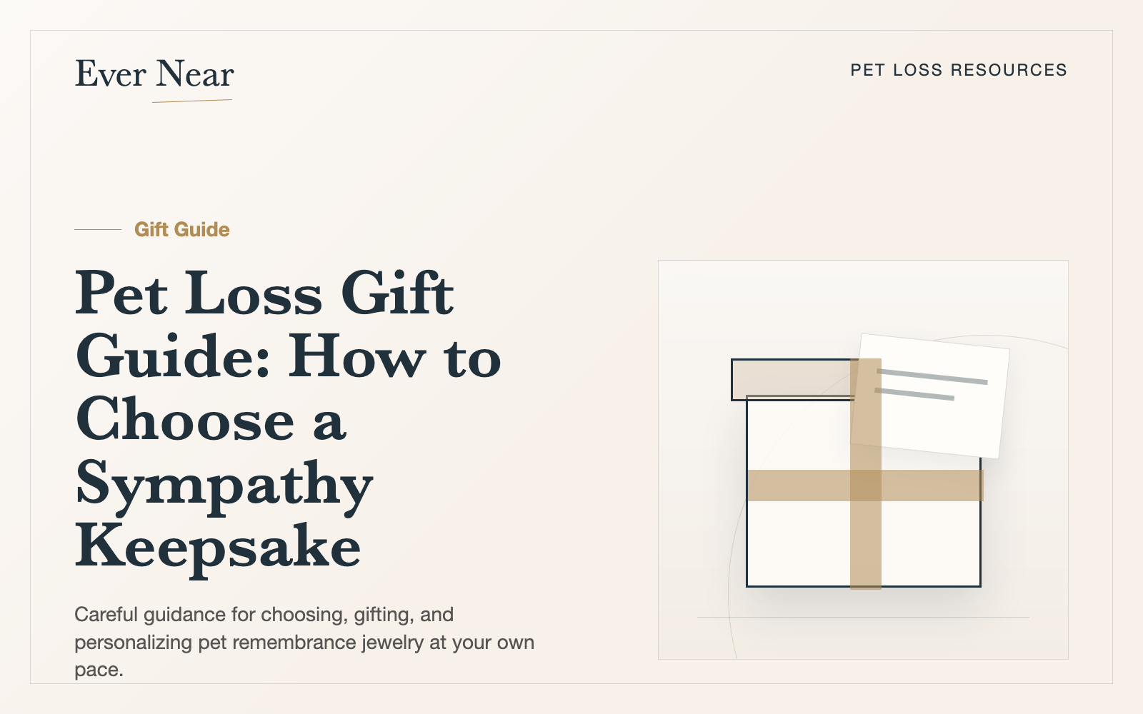 Ever Near pet loss resource thumbnail for choosing a pet loss sympathy keepsake