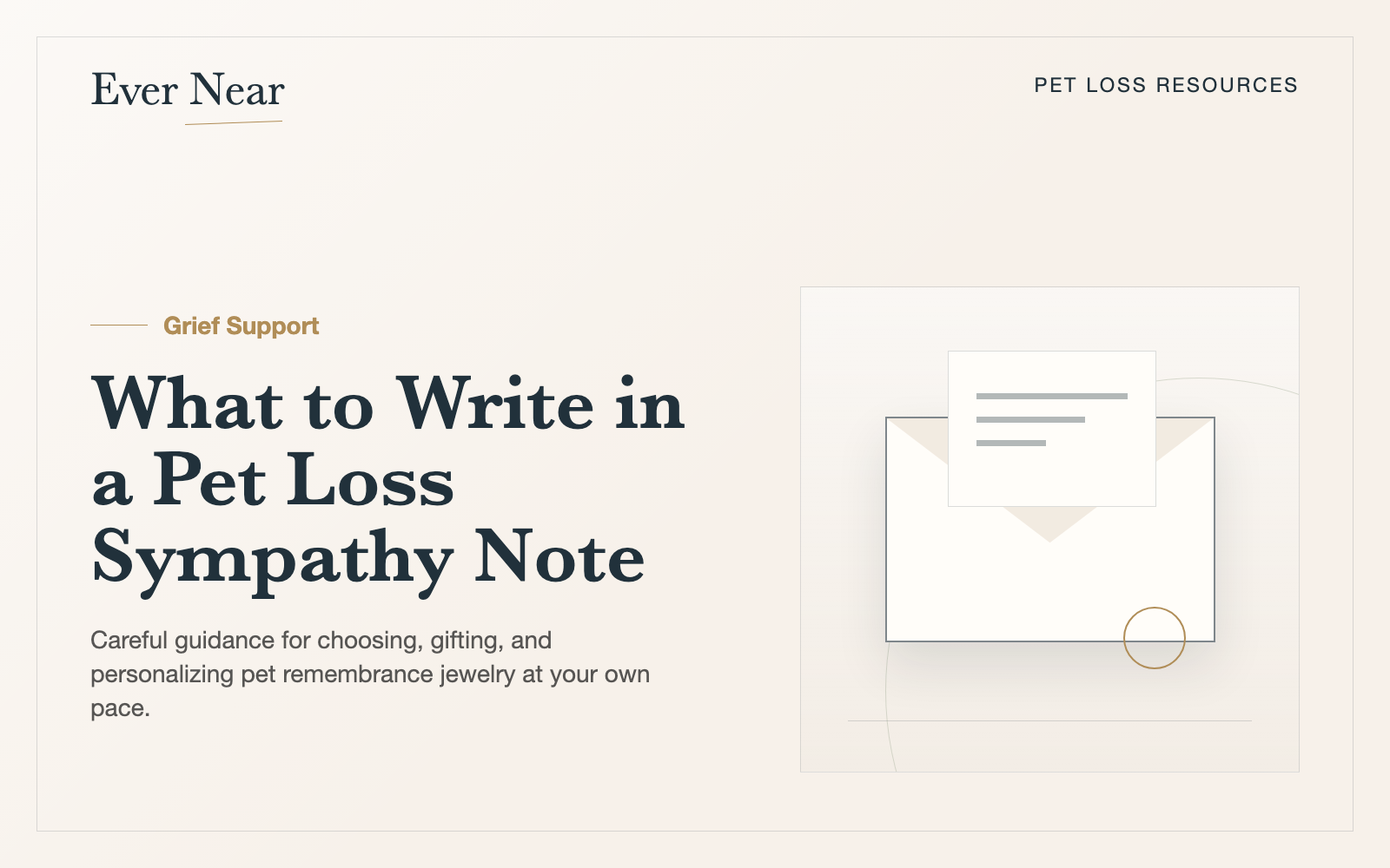 Ever Near pet loss resource thumbnail for writing a pet loss sympathy note